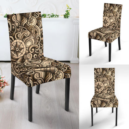 Nautical Tattoo Design Themed Print Dining Chair Slipcover-JTAMIGO.COM