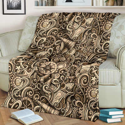 Nautical Tattoo Design Themed Print Fleece Blanket