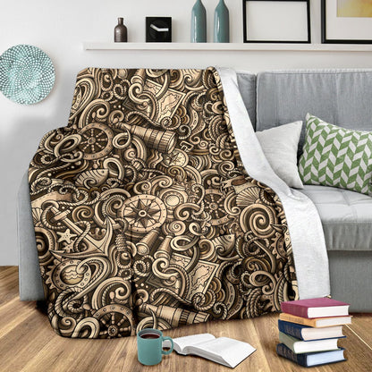 Nautical Tattoo Design Themed Print Fleece Blanket