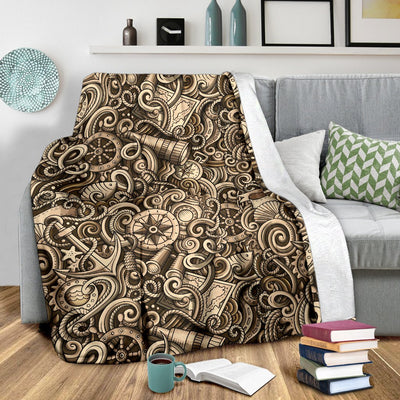 Nautical Tattoo Design Themed Print Fleece Blanket