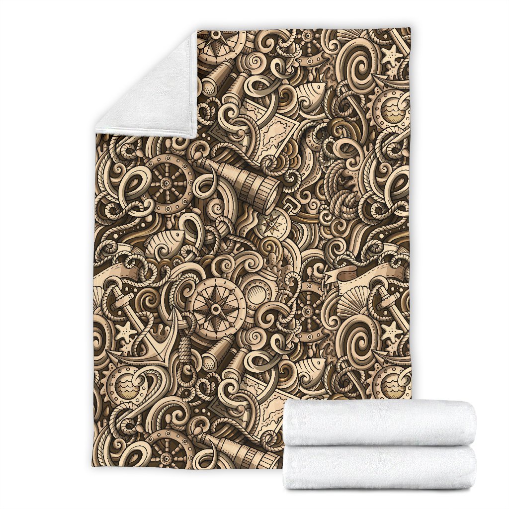 Nautical Tattoo Design Themed Print Fleece Blanket