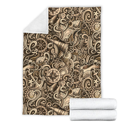Nautical Tattoo Design Themed Print Fleece Blanket