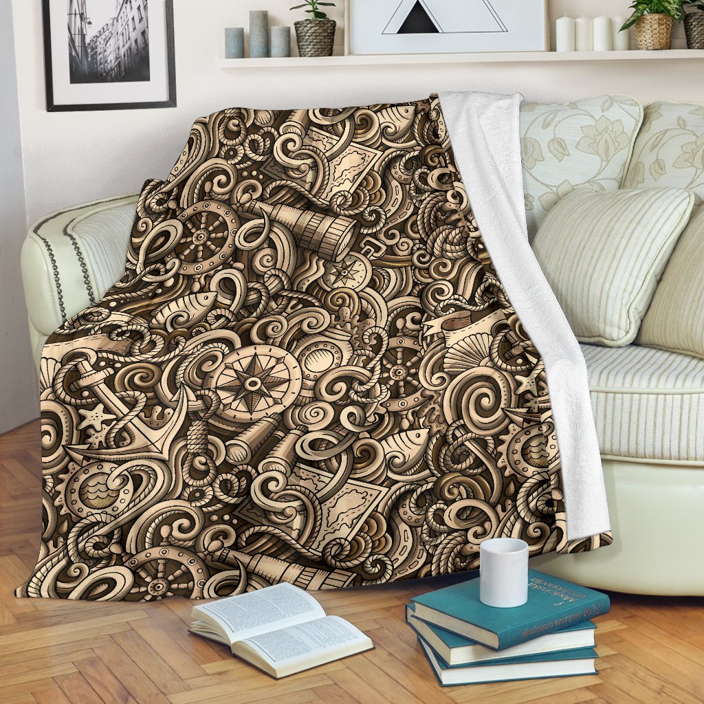 Nautical Tattoo Design Themed Print Fleece Blanket