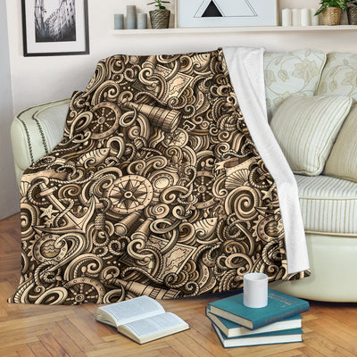 Nautical Tattoo Design Themed Print Fleece Blanket