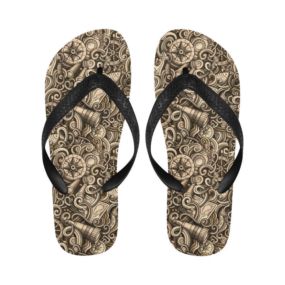 Nautical Tattoo Design Themed Print Flip Flops-JTAMIGO.COM