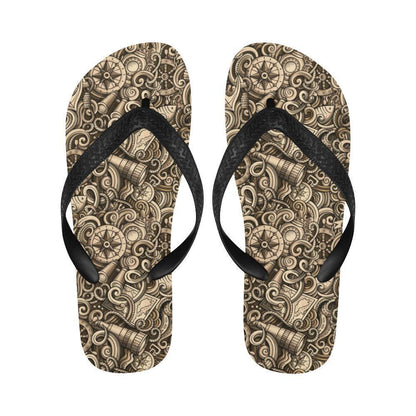 Nautical Tattoo Design Themed Print Flip Flops-JTAMIGO.COM