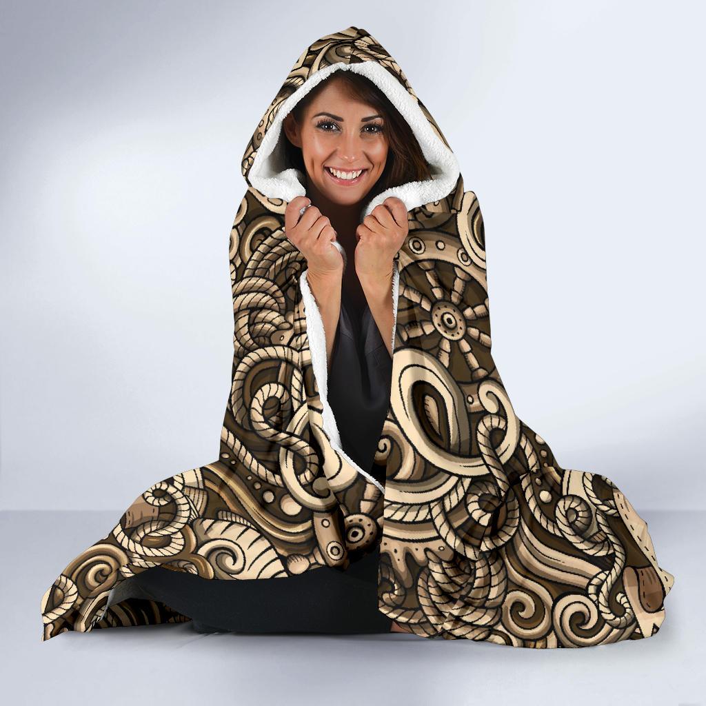 Nautical Tattoo Design Themed Print Hooded Blanket-JTAMIGO.COM