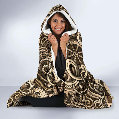 Nautical Tattoo Design Themed Print Hooded Blanket-JTAMIGO.COM