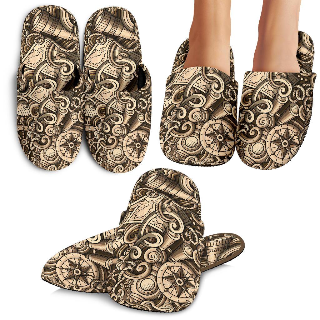 Nautical Tattoo Design Themed Print House Slippers
