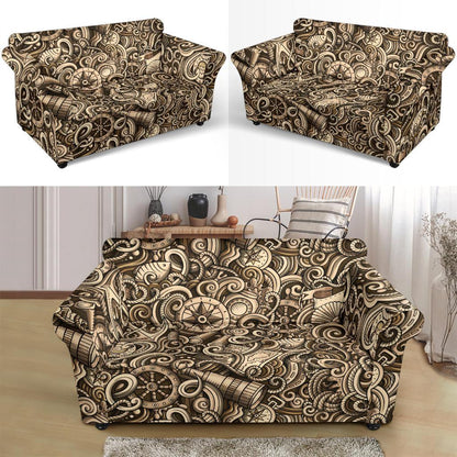 Nautical Tattoo Design Themed Print Loveseat Slipcover-JTAMIGO.COM