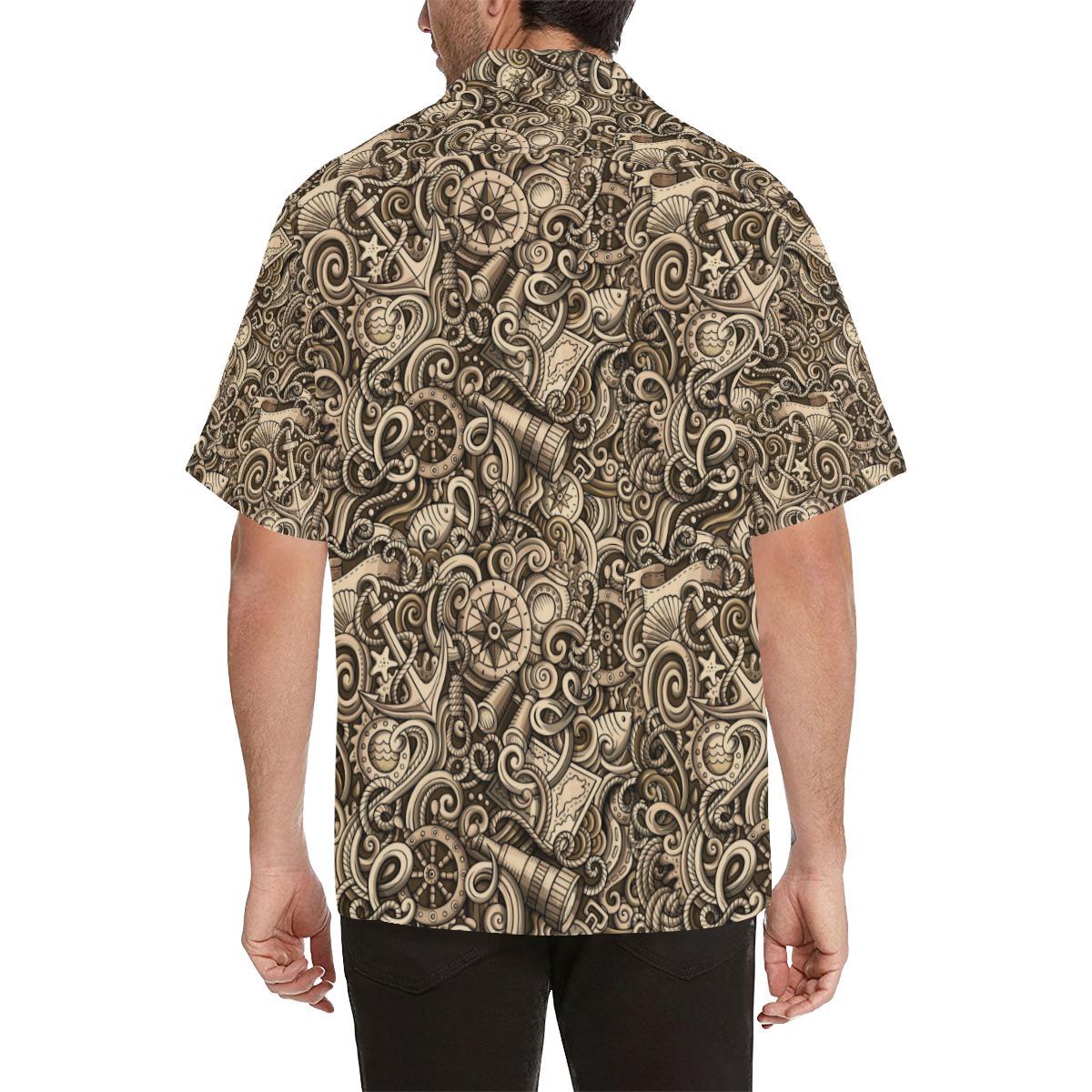 Nautical Tattoo Design Themed Print Men Aloha Hawaiian Shirt