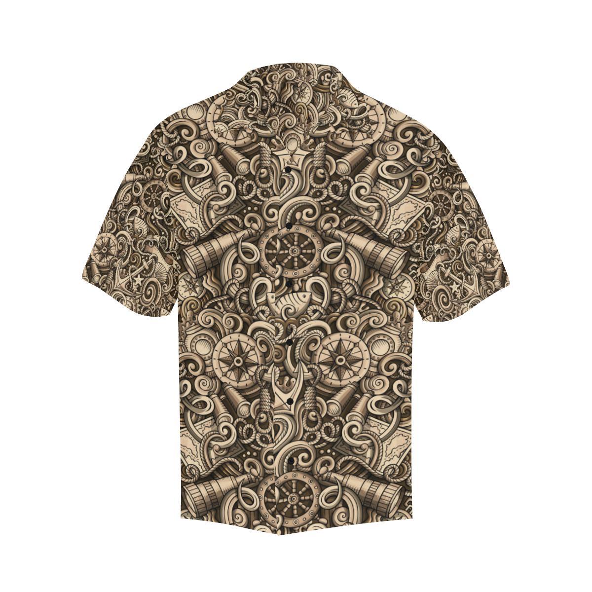Nautical Tattoo Design Themed Print Men Aloha Hawaiian Shirt
