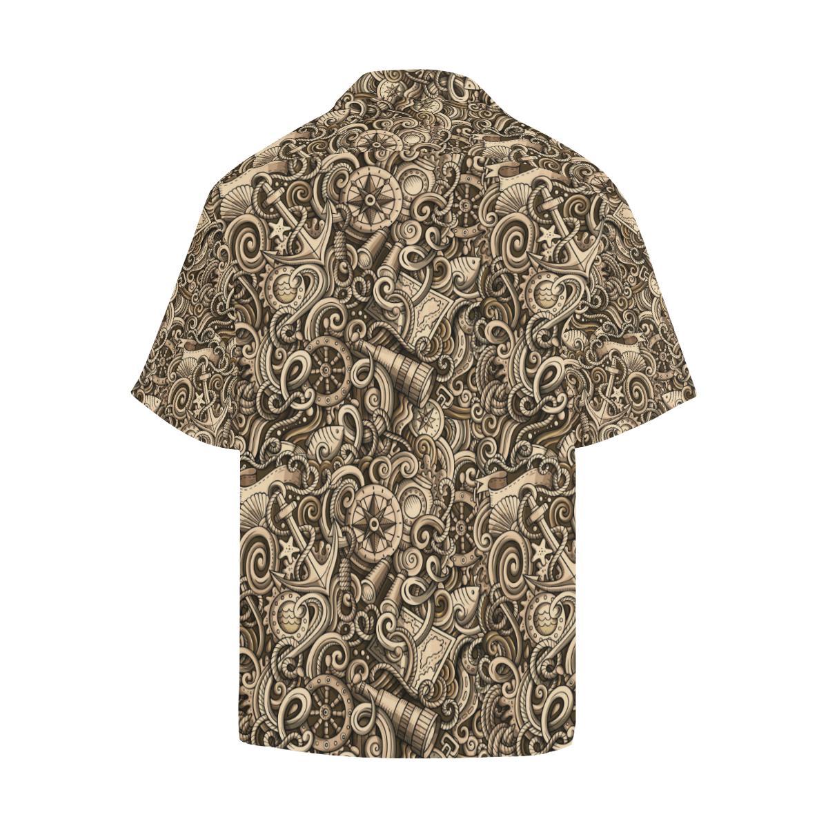 Nautical Tattoo Design Themed Print Men Aloha Hawaiian Shirt