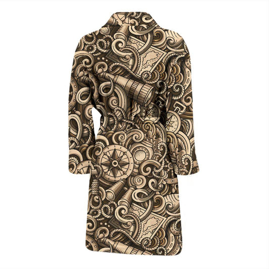 Nautical Tattoo Design Themed Print Men Bath Robe-JTAMIGO.COM