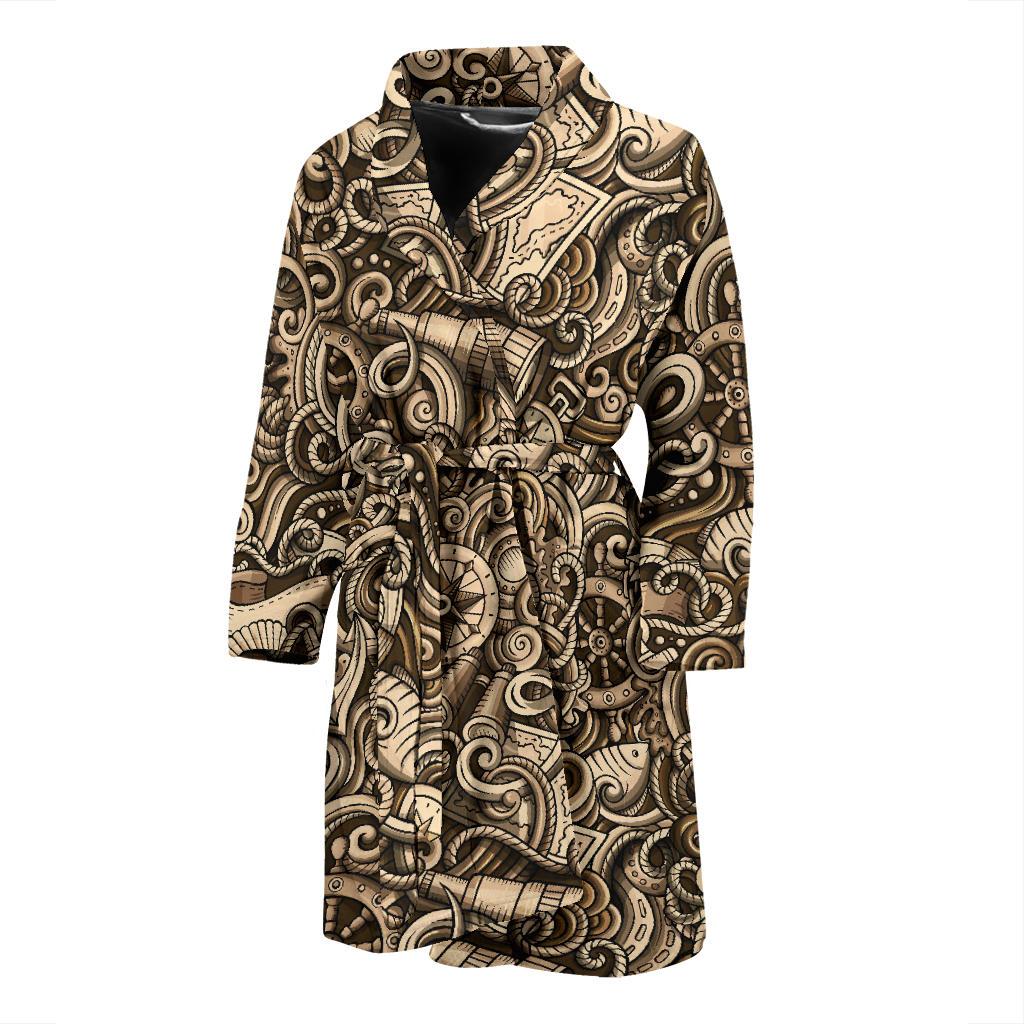 Nautical Tattoo Design Themed Print Men Bath Robe-JTAMIGO.COM