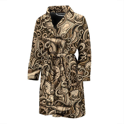 Nautical Tattoo Design Themed Print Men Bath Robe-JTAMIGO.COM