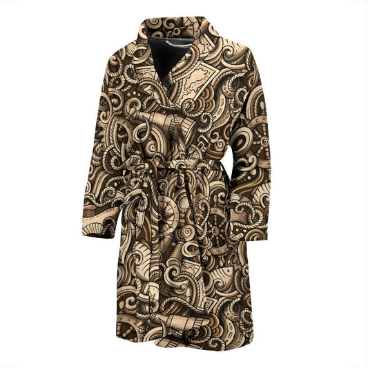 Nautical Tattoo Design Themed Print Men Bath Robe-JTAMIGO.COM