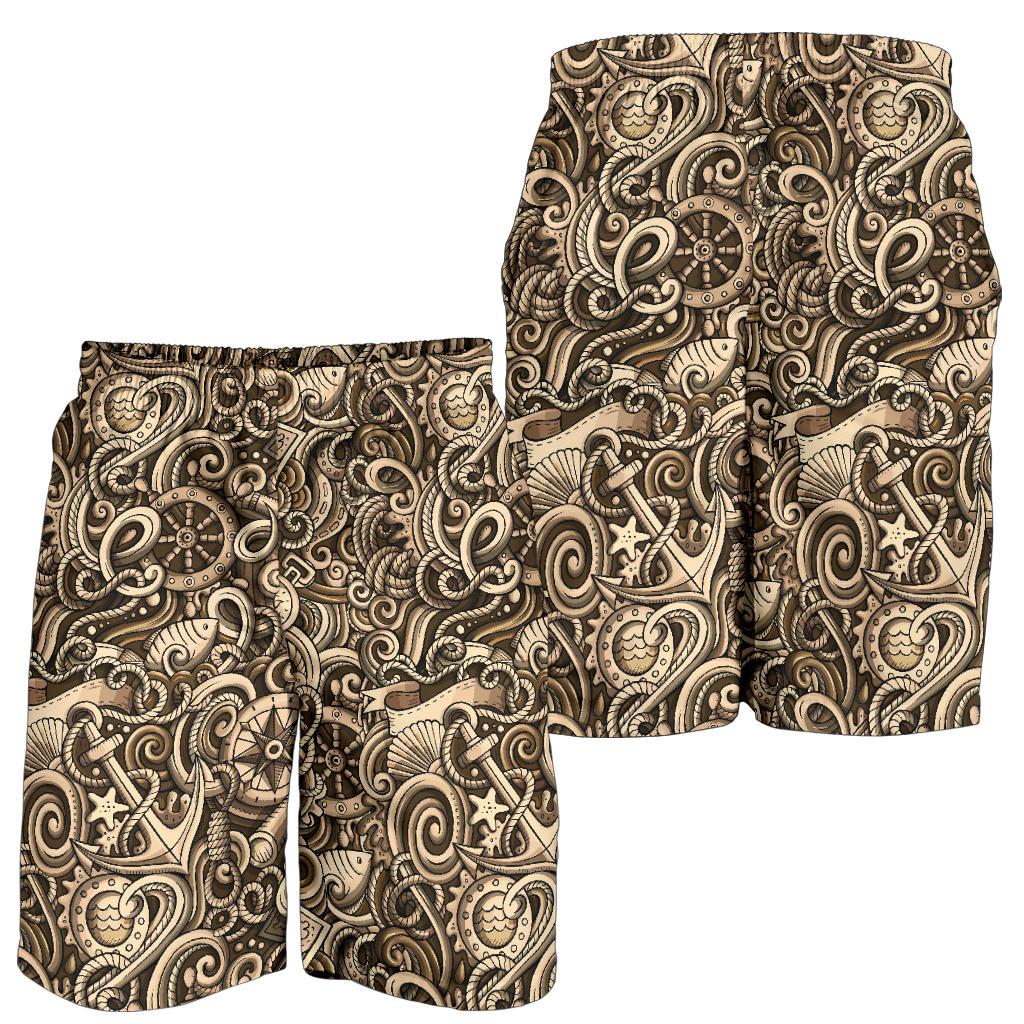 Nautical Tattoo Design Themed Print Mens Shorts-JTAMIGO.COM