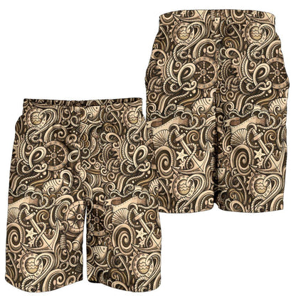 Nautical Tattoo Design Themed Print Mens Shorts-JTAMIGO.COM