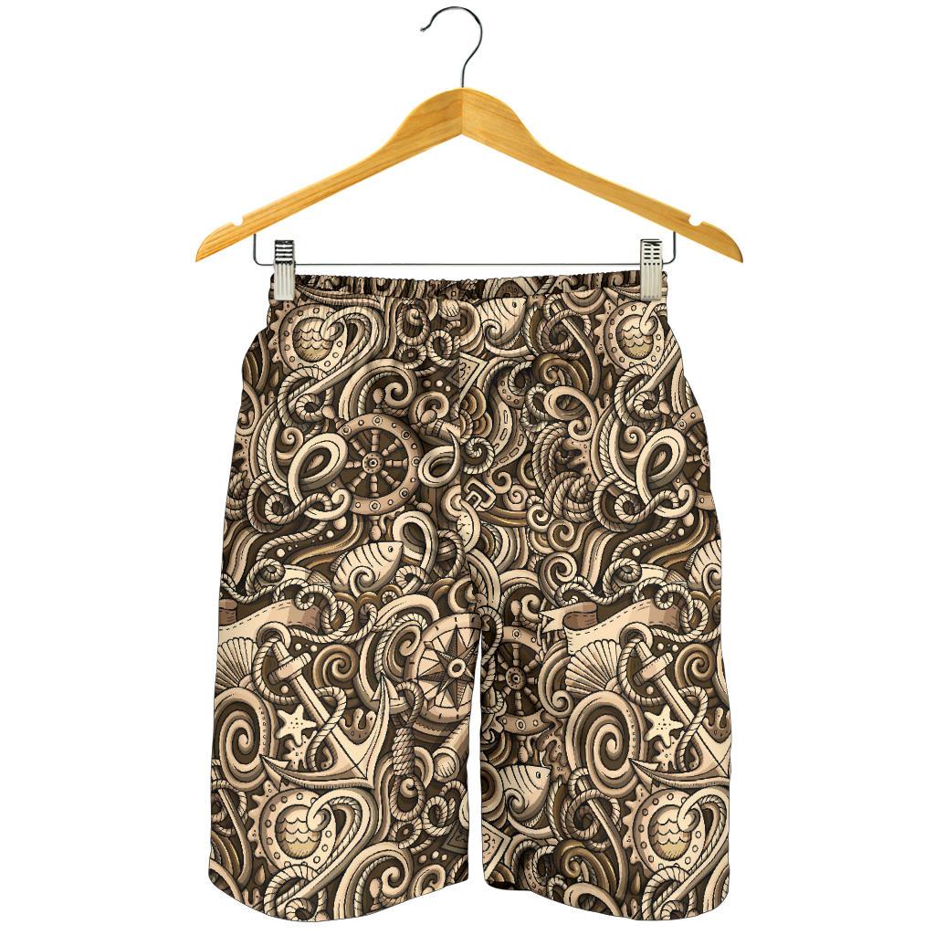 Nautical Tattoo Design Themed Print Mens Shorts-JTAMIGO.COM