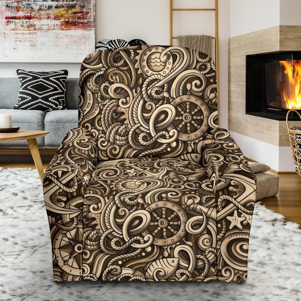 Nautical Tattoo Design Themed Print Single Sofa Slipcover -JTAMIGO.COM