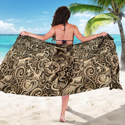 Nautical Tattoo Design Themed Print Sarong Pareo Wrap