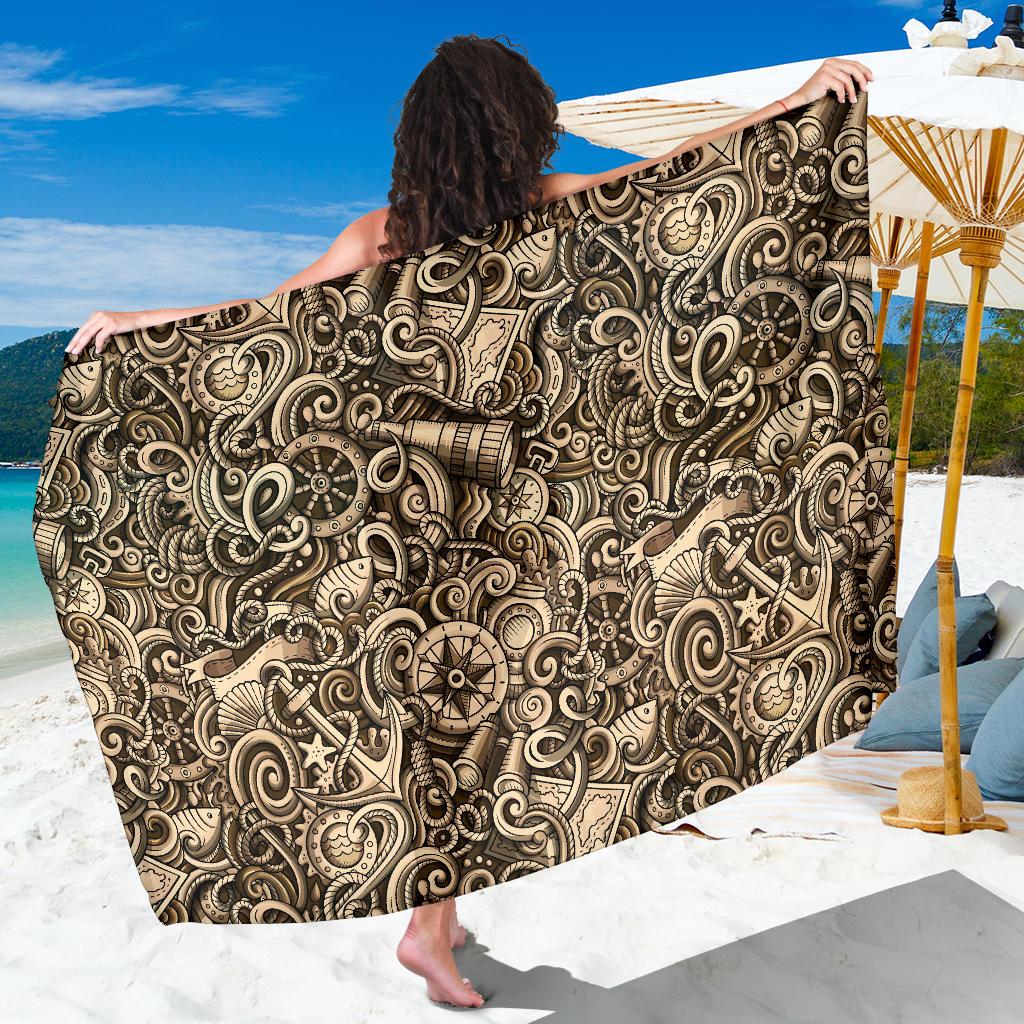 Nautical Tattoo Design Themed Print Sarong Pareo Wrap