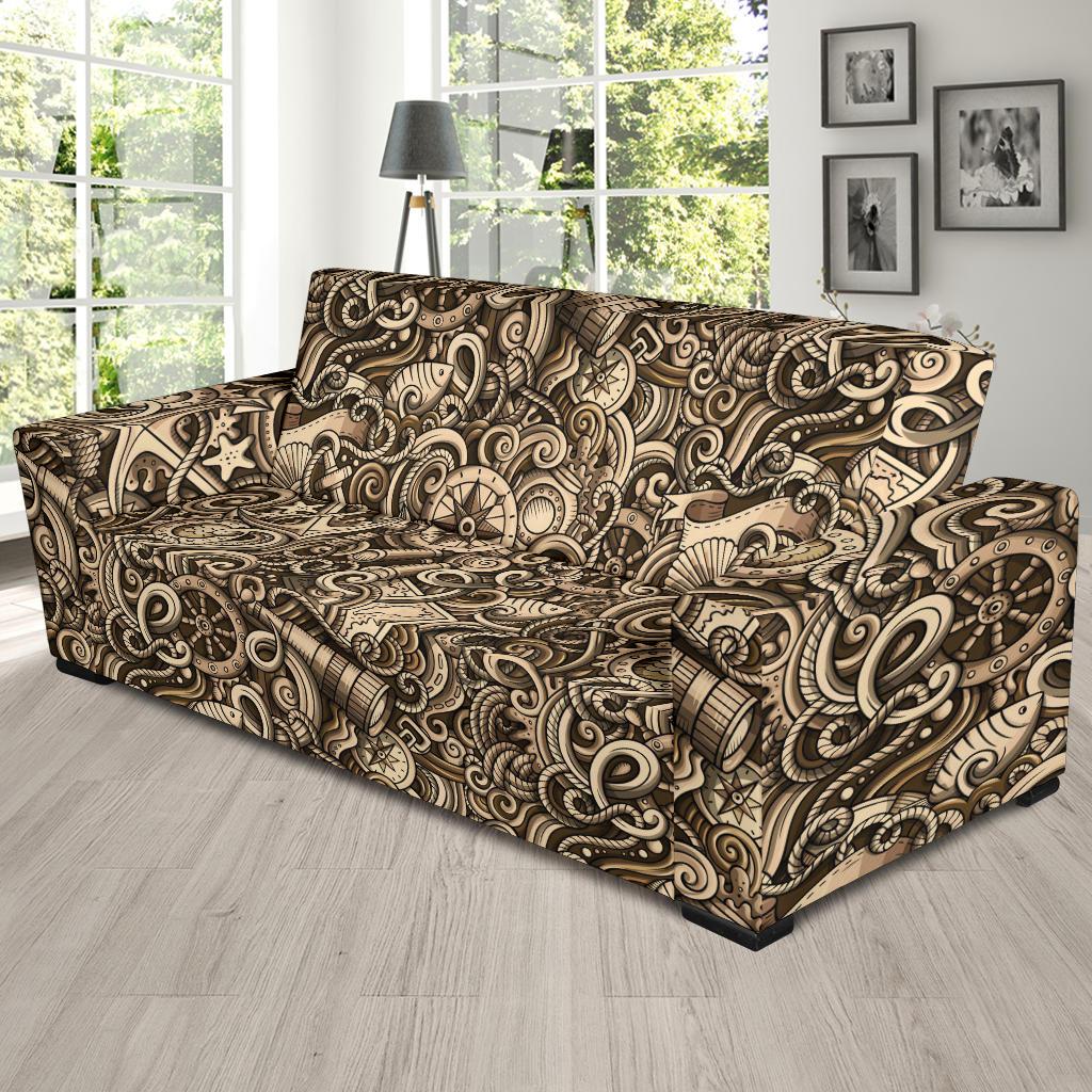 Nautical Tattoo Design Themed Print Sofa Slipcover-JTAMIGO.COM