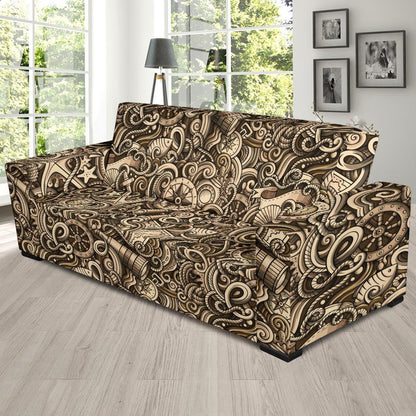 Nautical Tattoo Design Themed Print Sofa Slipcover-JTAMIGO.COM