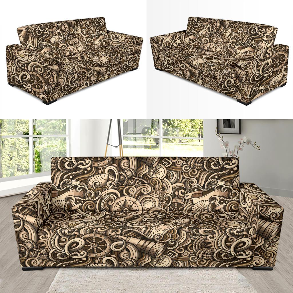 Nautical Tattoo Design Themed Print Sofa Slipcover-JTAMIGO.COM