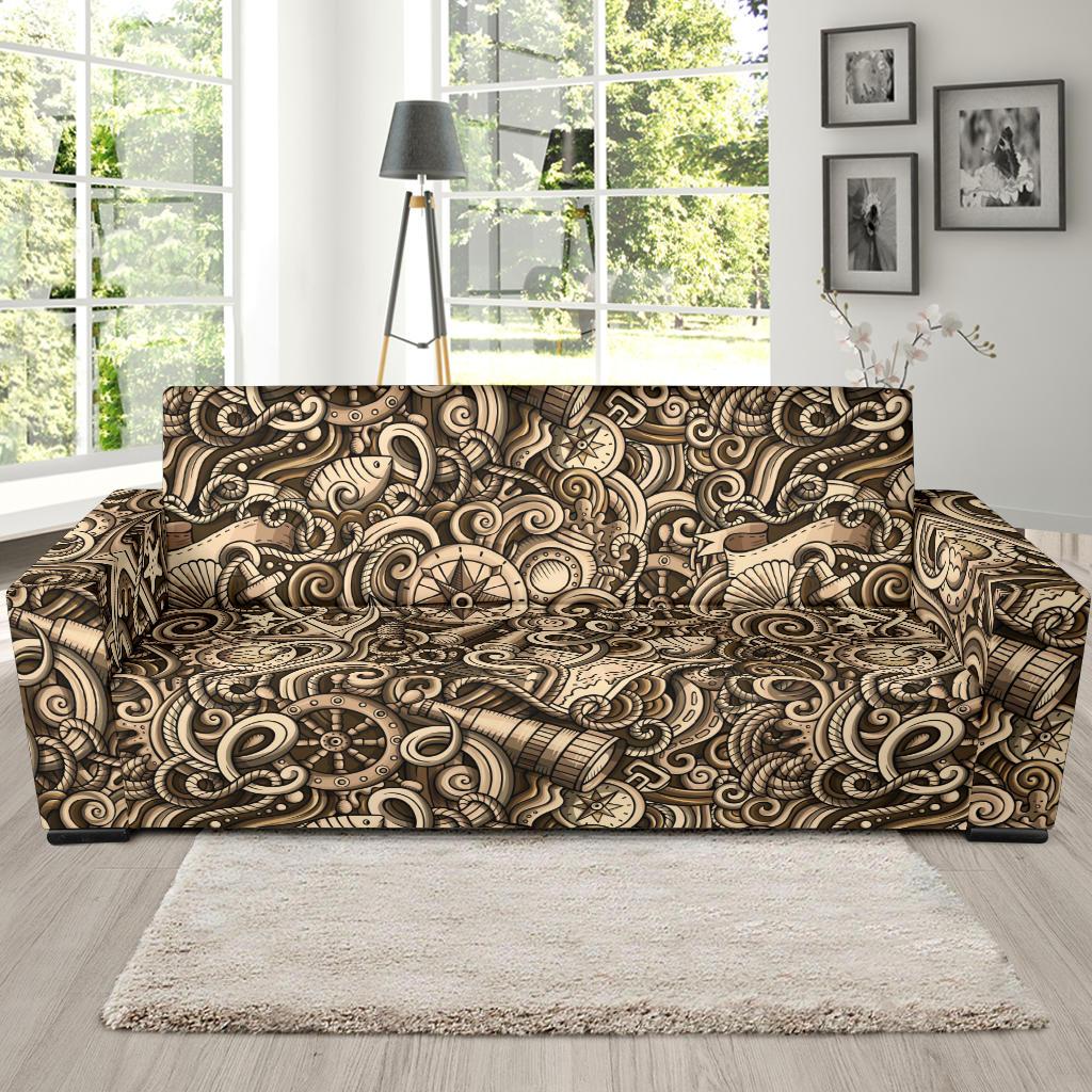 Nautical Tattoo Design Themed Print Sofa Slipcover-JTAMIGO.COM