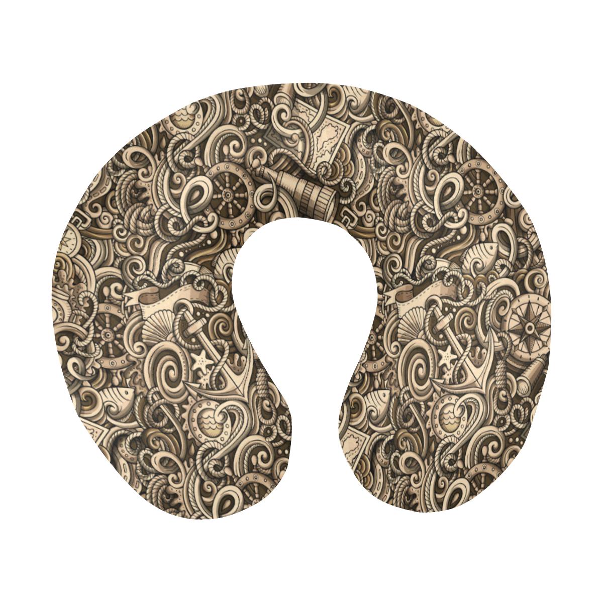Nautical Tattoo Design Themed Print U-Shaped Travel Neck Pillow-JTAMIGO.COM