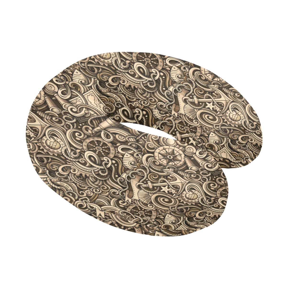 Nautical Tattoo Design Themed Print U-Shaped Travel Neck Pillow-JTAMIGO.COM