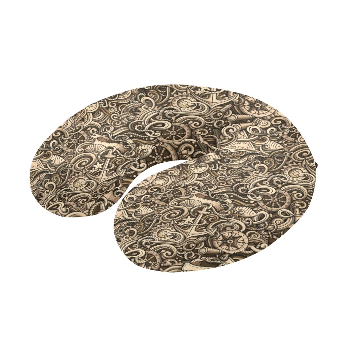 Nautical Tattoo Design Themed Print U-Shaped Travel Neck Pillow-JTAMIGO.COM