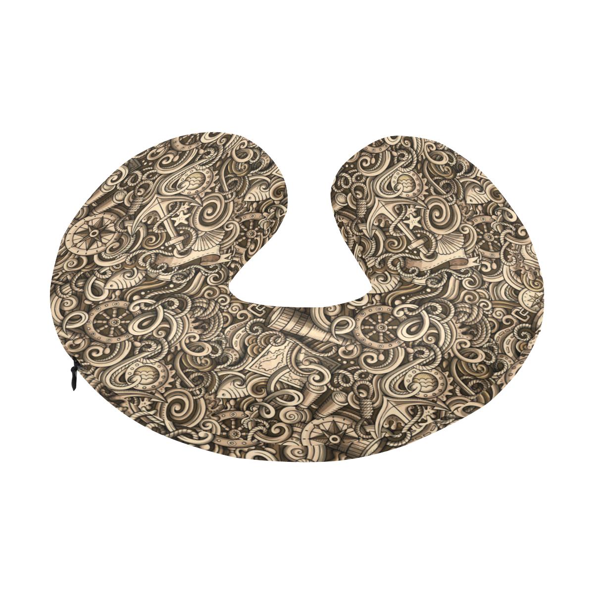 Nautical Tattoo Design Themed Print U-Shaped Travel Neck Pillow-JTAMIGO.COM