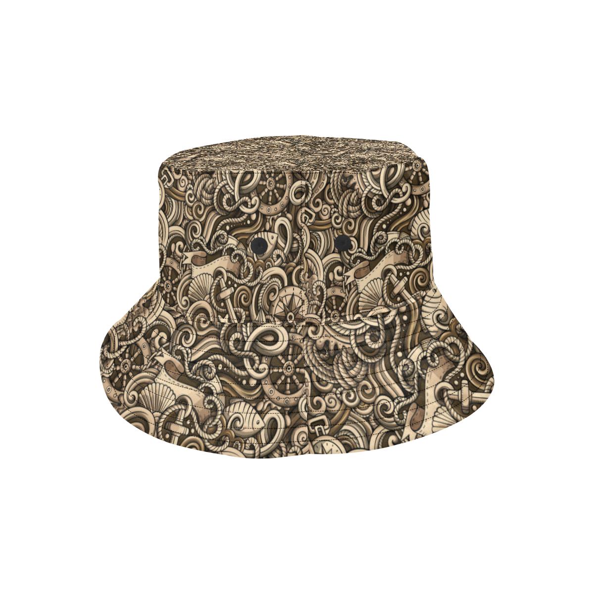 Nautical Tattoo Design Themed Print Unisex Bucket Hat