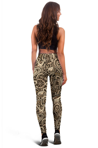 Nautical Tattoo Design Themed Print Women Leggings