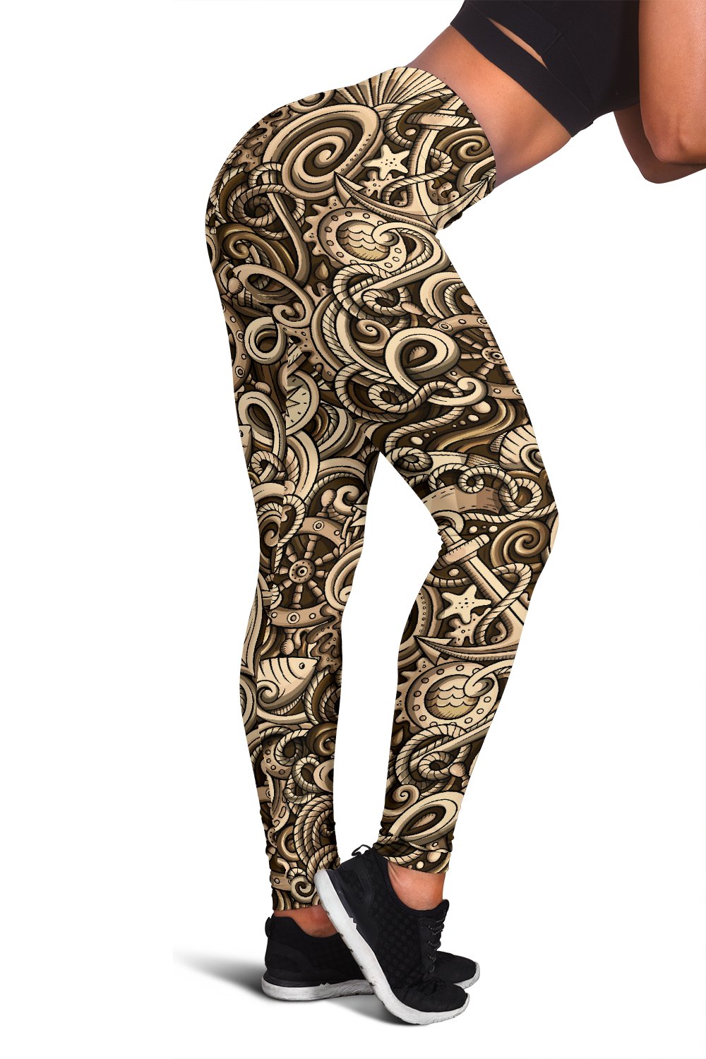 Nautical Tattoo Design Themed Print Women Leggings