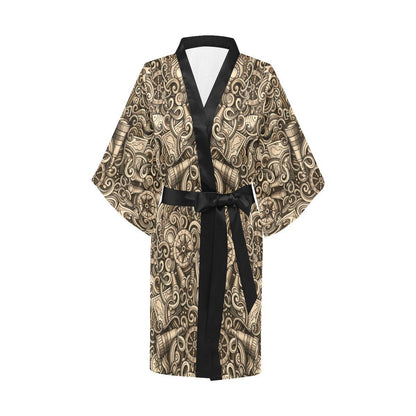 Nautical Tattoo Design Themed Print Women Short Kimono Robe