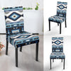 Navajo Dark Blue Print Pattern Dining Chair Slipcover-JTAMIGO.COM