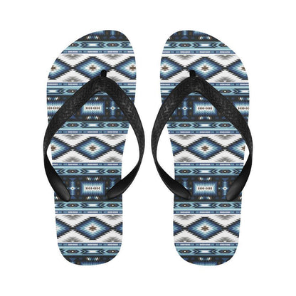 Navajo Dark Blue Print Pattern Flip Flops-JTAMIGO.COM