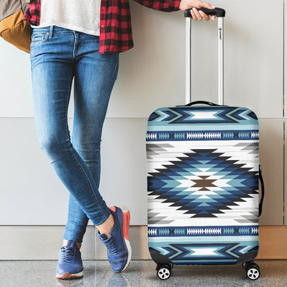 Navajo Dark Blue Print Pattern Luggage Cover Protector