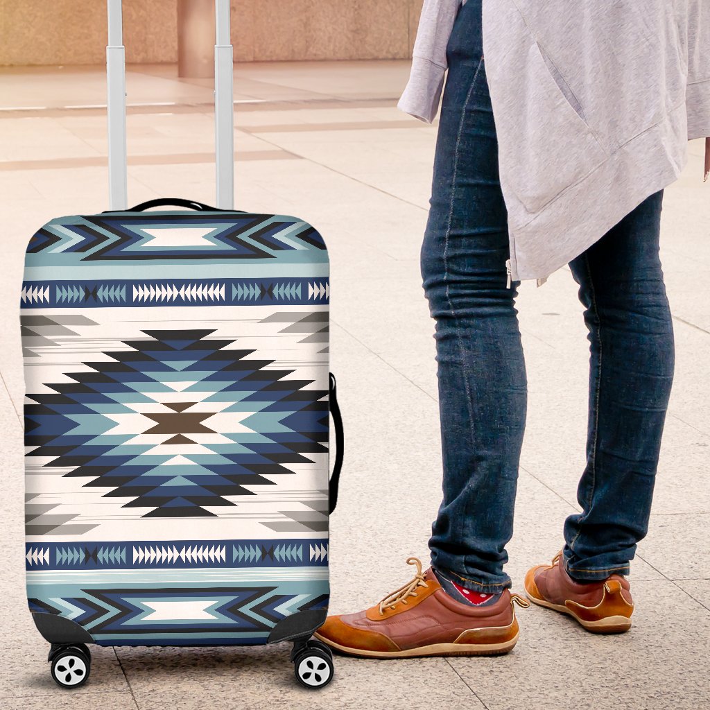Navajo Dark Blue Print Pattern Luggage Cover Protector