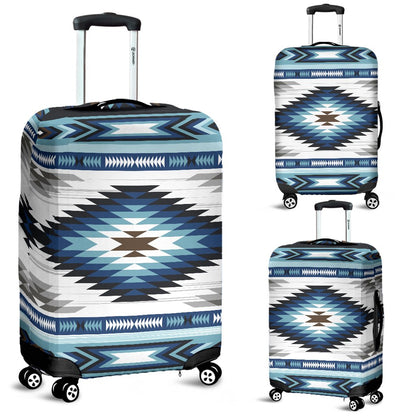 Navajo Dark Blue Print Pattern Luggage Cover Protector
