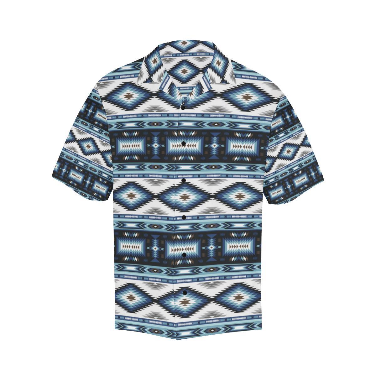 Navajo Dark Blue Print Pattern Men Aloha Hawaiian Shirt