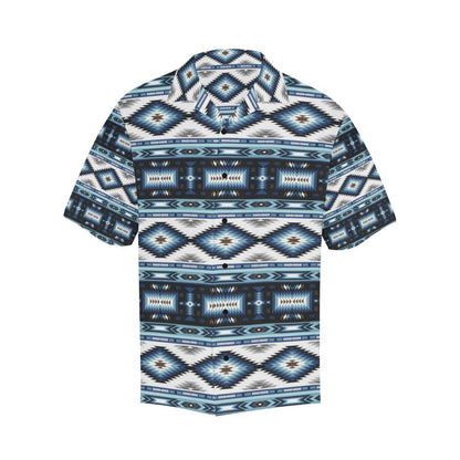 Navajo Dark Blue Print Pattern Men Aloha Hawaiian Shirt