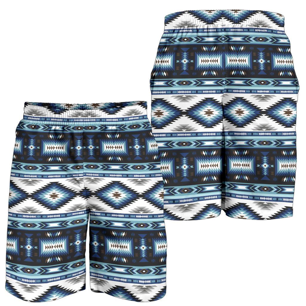Navajo Dark Blue Print Pattern Mens Shorts-JTAMIGO.COM