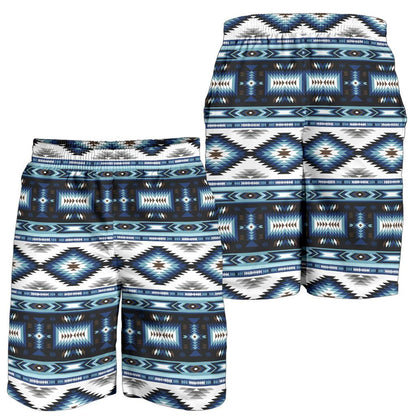 Navajo Dark Blue Print Pattern Mens Shorts-JTAMIGO.COM