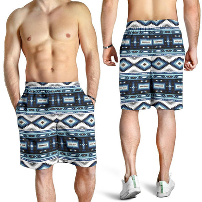 Navajo Dark Blue Print Pattern Mens Shorts-JTAMIGO.COM