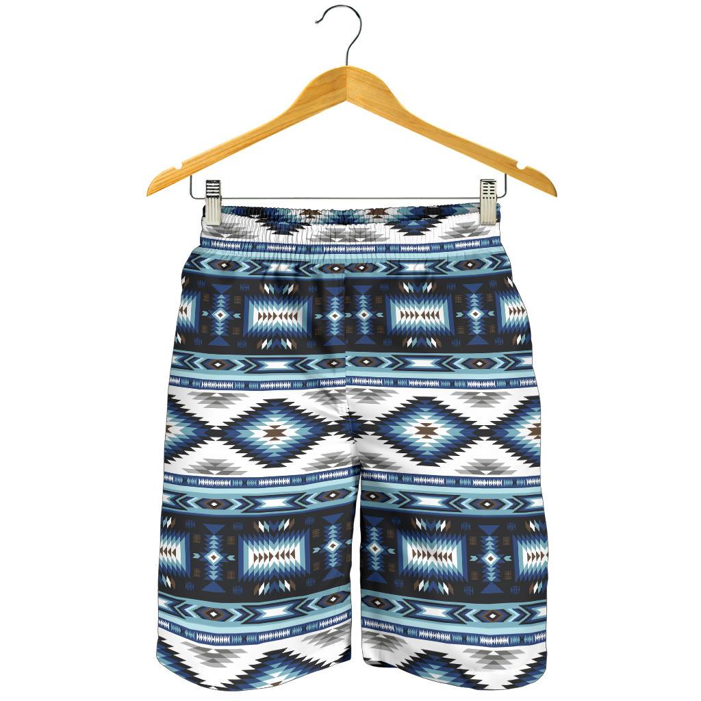 Navajo Dark Blue Print Pattern Mens Shorts-JTAMIGO.COM
